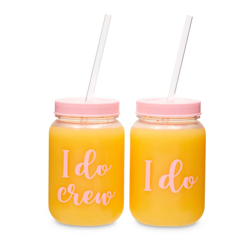 Sparkle and Bash I Do Crew Bachelorette Cups with Lids & Straws - Leak-Proof Bachelorette Party Accessories - Reusable Bridal Party Cups for Bridesmaid Gifts - Pink, Pack of 12, 18 oz - Image 5